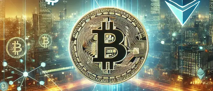 Bitcoin icon as crypto banner