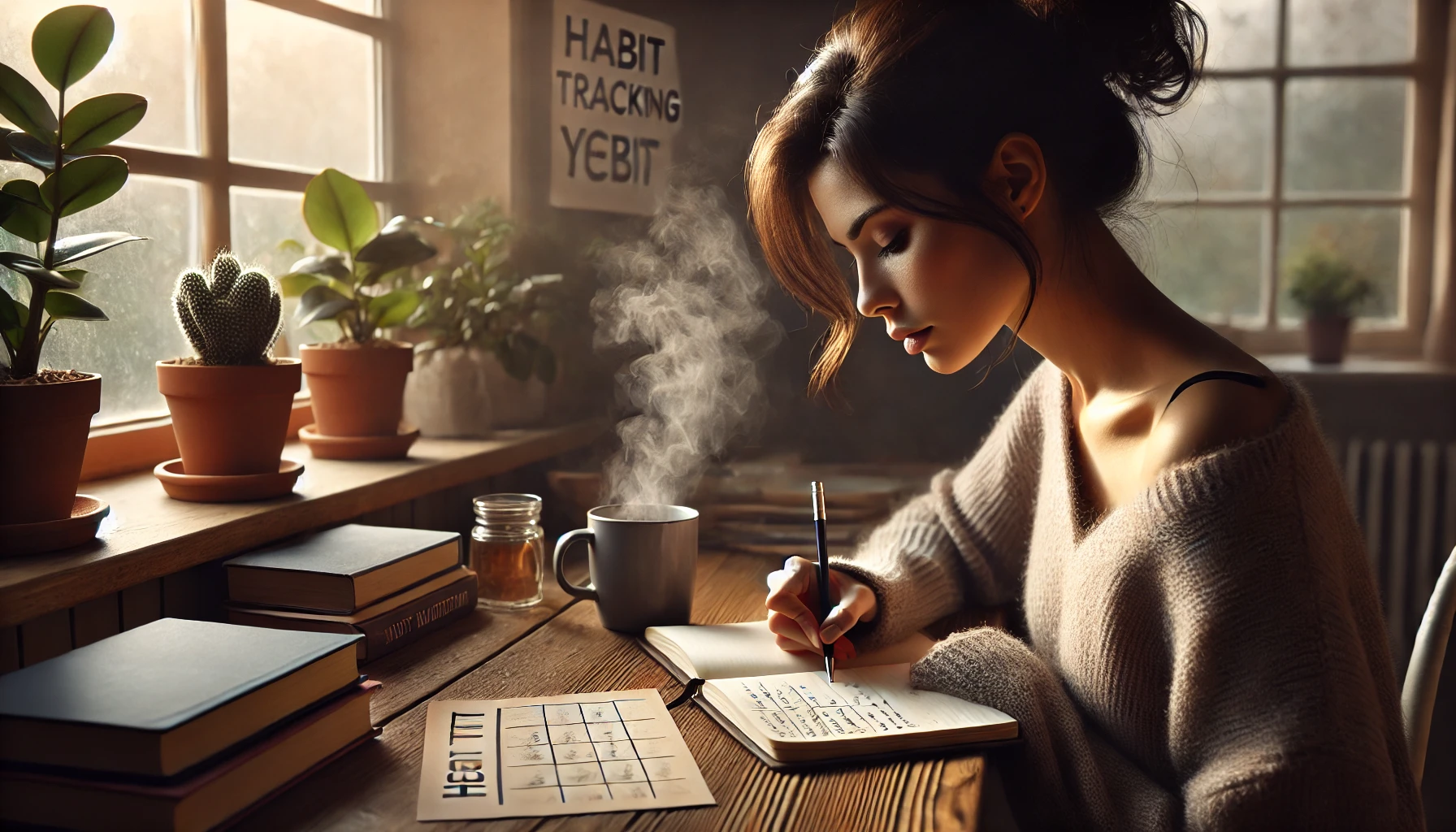 Woman writing in her journal to keep track of all her small steps to become financially free.